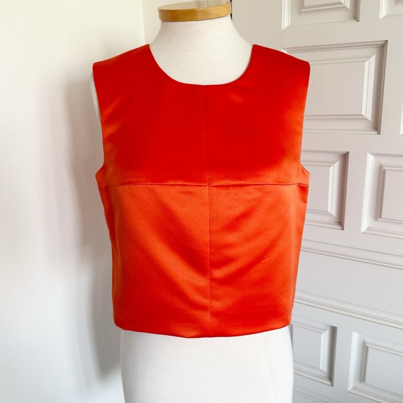 NWT Milly Orange Satin Top Sleeveless Crop Elegant Evening Size 8 - Picture 1 of 10